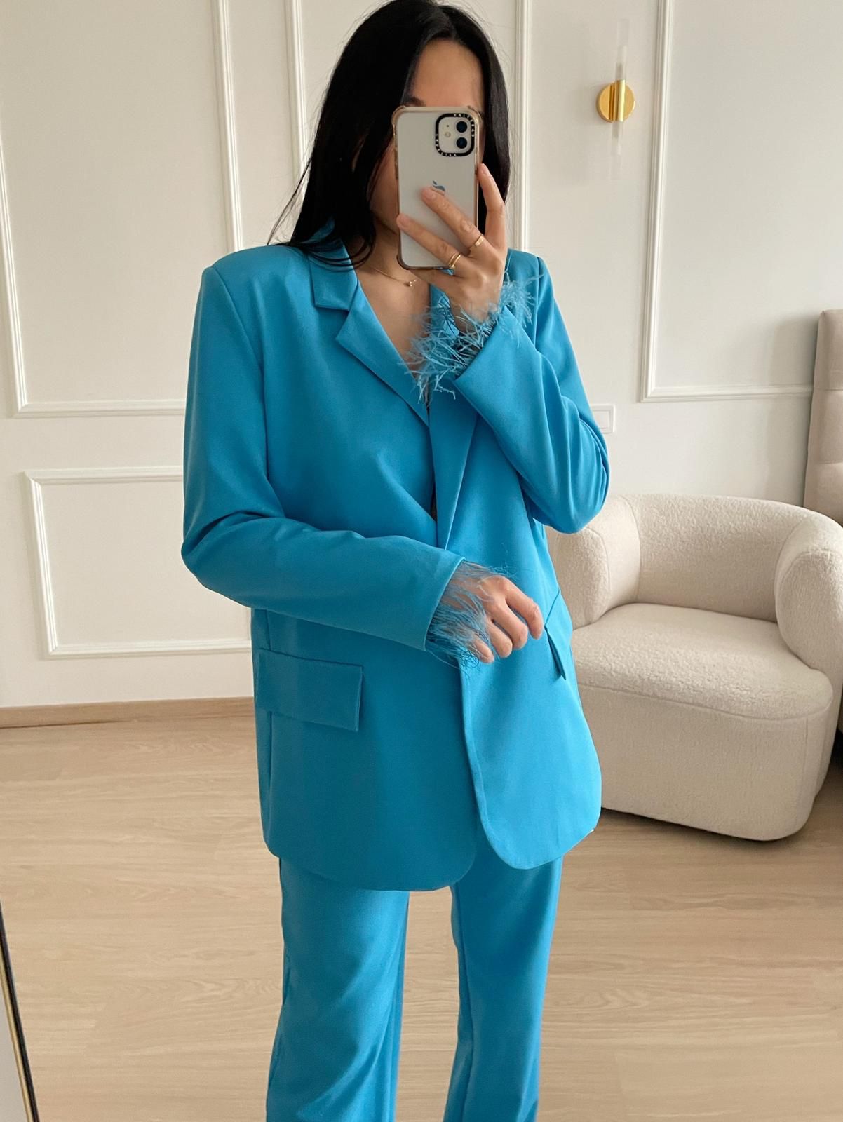 Feather blazer blauw - SALE