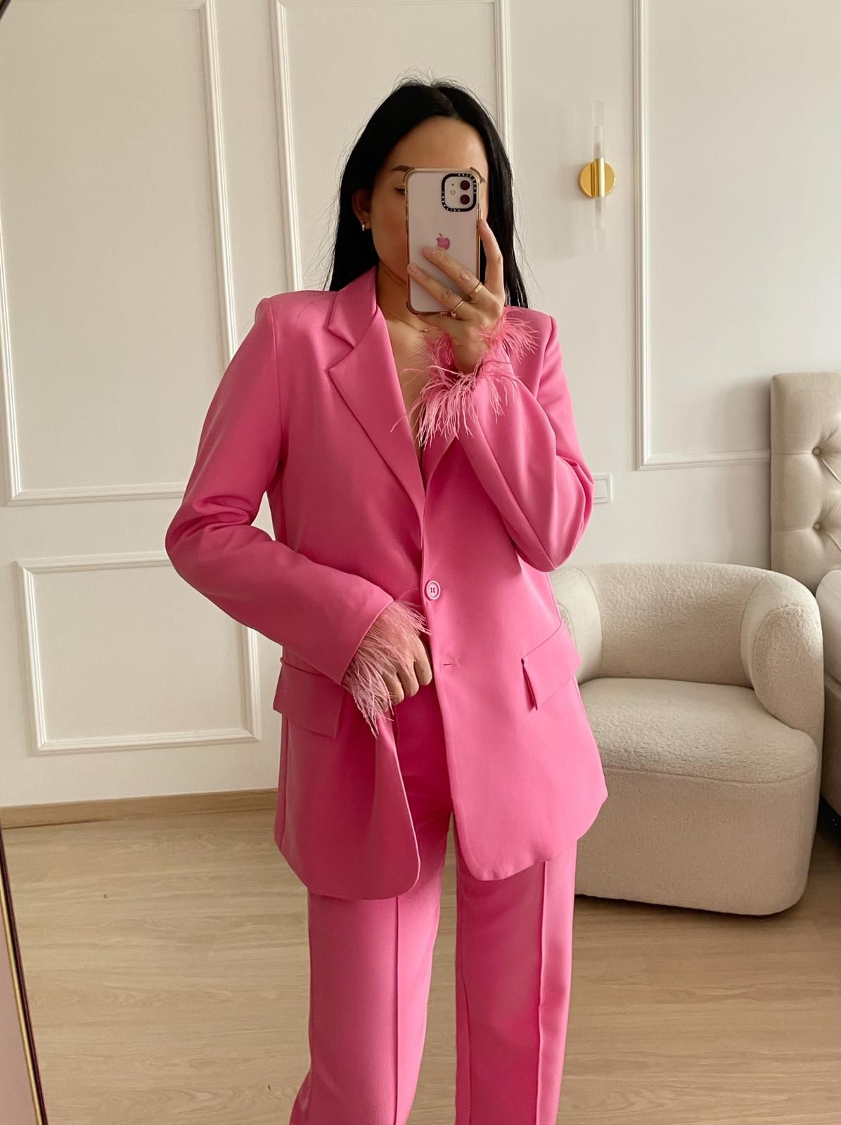 Feather blazer roze - SALE